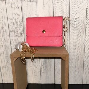 New! Small Universal‎ Thread Mini Bag Pink Crossbody Gold Accents Chain Strap